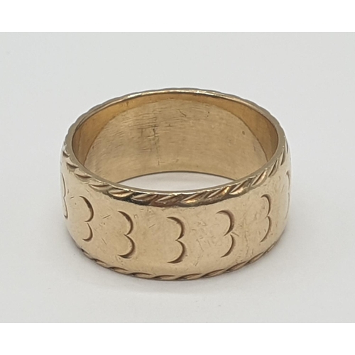 531 - 9ct gold band ring, weight 6.8g and size O/P