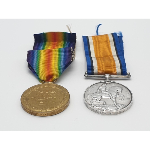 265 - Pair of WW1 medals awarded to private F.X.Watkins M282551 of the A.S.Corps.
1x Great war medal in ex... 