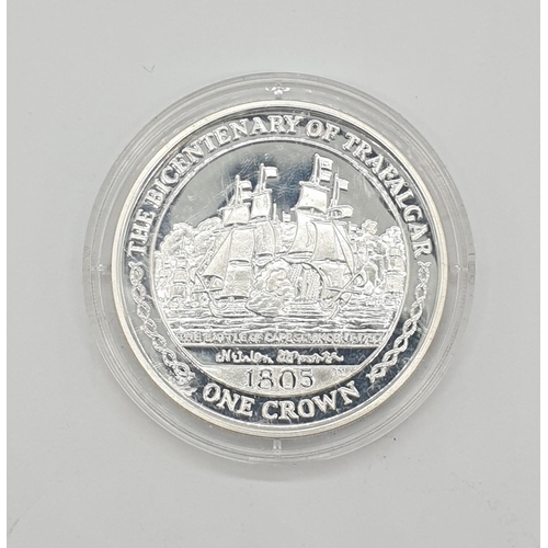 298 - Silver crown minted in 2005 to commemorate the 200th anniversary of the Battle of Trafalgar, uncircu... 