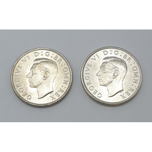 321 - Pair of uncirculated silver wartime florins, both being minted in 1942, condition is perfect with no... 