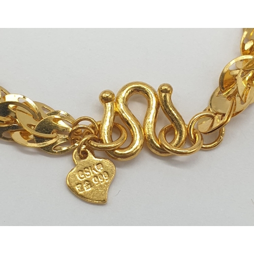 533 - 24ct gold fancy neck chain, weight 16.3g and 44cm long approx