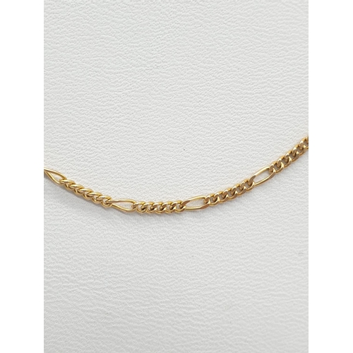 585 - 40cm 9ct gold neck chain weight 3gm.