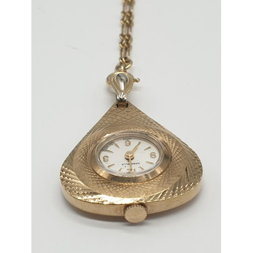 587 - Swinging 60s pendent watch. The condition is overwound. On a 116cm chain weight is 22.8gm.