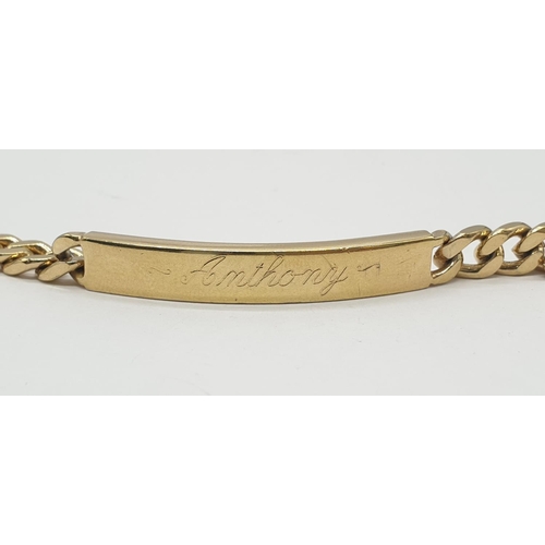 588 - Silver gilt ID bracelet with the name Anthony engraved on it. Weight is 20.6gm.