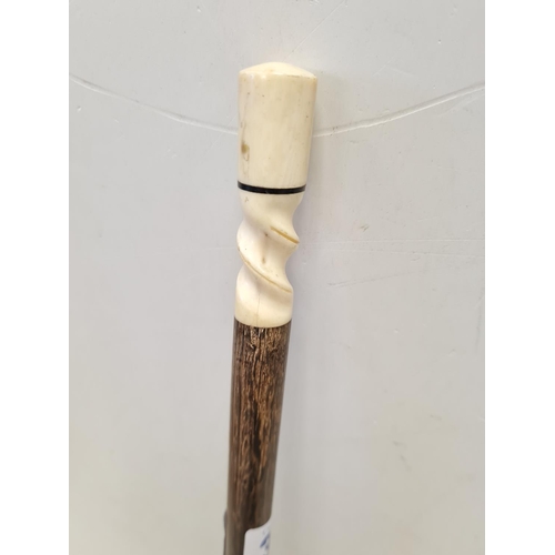 363 - 19th century non-commissioned officer parade stick with Ivory twist handle & tip, small crack in han... 