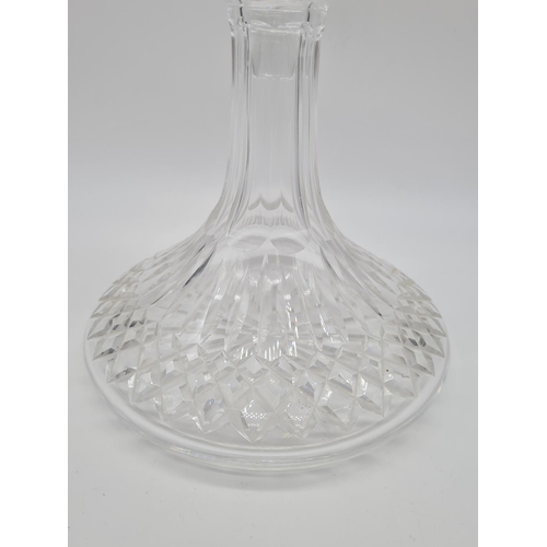 367 - Vintage cut glass ships decanter.  Width 19cm at base, 25cm tall.