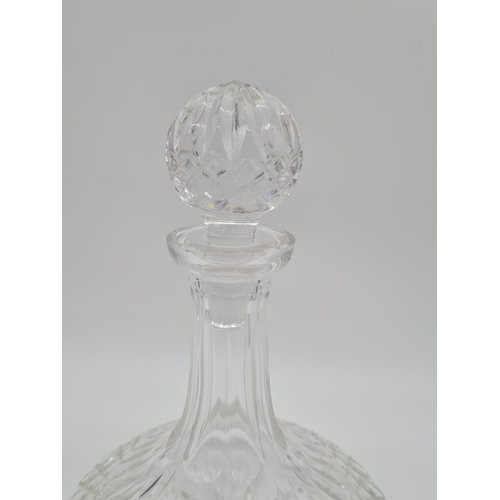 367 - Vintage cut glass ships decanter.  Width 19cm at base, 25cm tall.