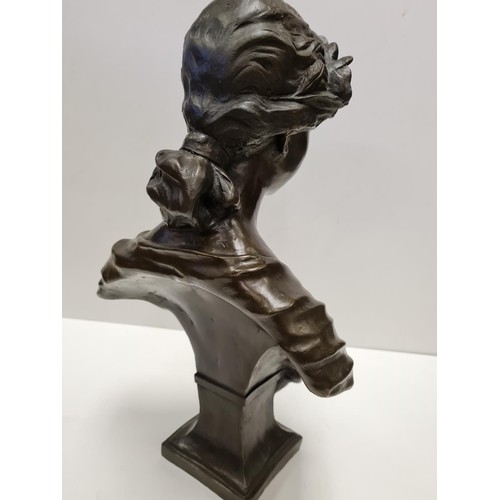 648 - A Vintage Art Nouveau Style Bronze Bust of a Beautiful Young Girl with Flowers in her Hair. Made of ... 