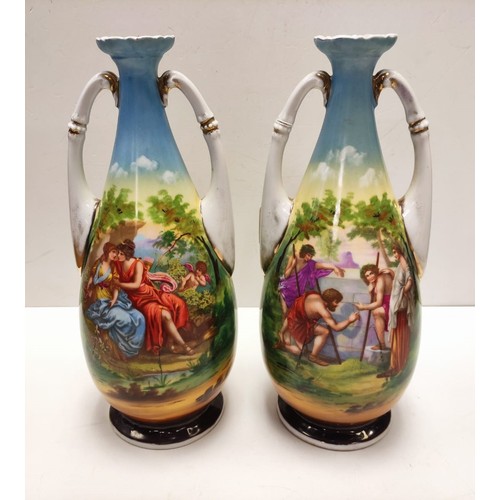 422 - Pair of Victoria crown ceramic vases, small chip off rim.