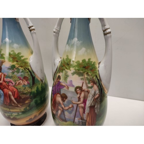 422 - Pair of Victoria crown ceramic vases, small chip off rim.