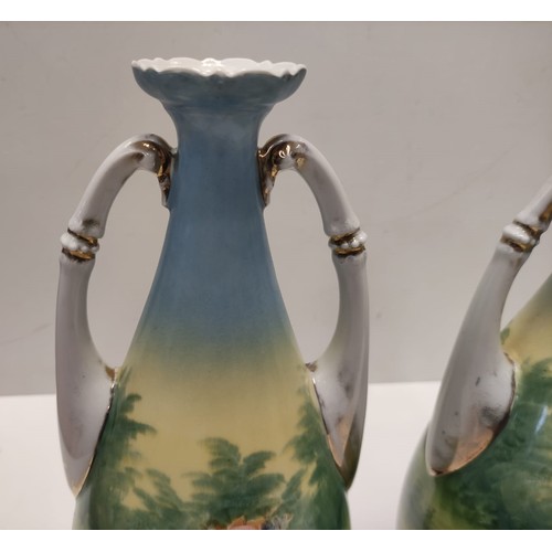 422 - Pair of Victoria crown ceramic vases, small chip off rim.