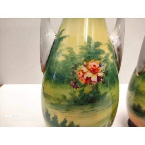 422 - Pair of Victoria crown ceramic vases, small chip off rim.