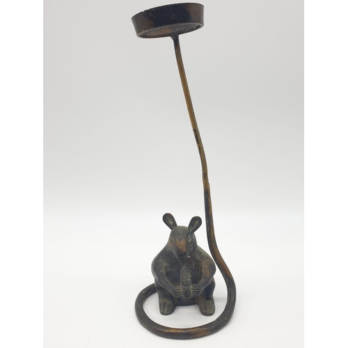 564 - Bronze and brass candle holder in a form of a mouse