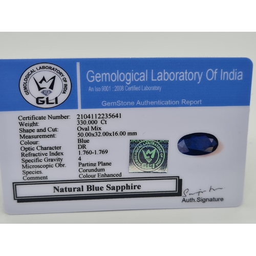 123 - 330ct Oval shaped blue sapphire gemstone