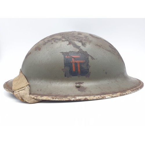 58 - WW2 British “Tommy” Helmet & Liner with painted insignia of the 50th Northumbrian Infantry Division.... 