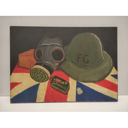 173 - Oil on canvas-WW2 Home Front Still Life.