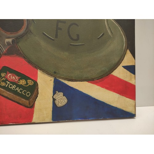 173 - Oil on canvas-WW2 Home Front Still Life.