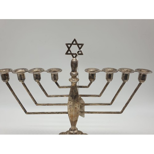 135 - Victorian silver menorah hallmark Birmingham 1863 273gm 23cm tall, 26cm wide.