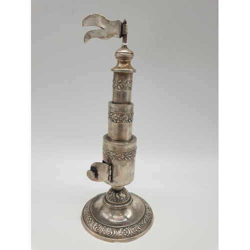 131 - Victorian silver scent holder 92.4gm 18cm tall.