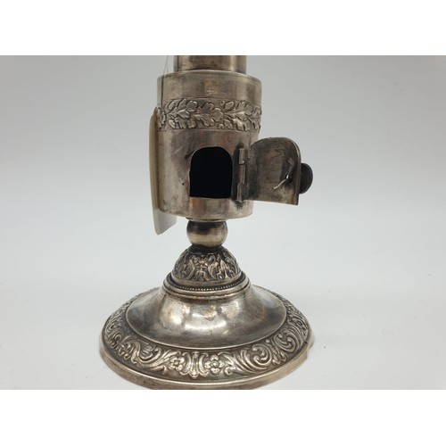 131 - Victorian silver scent holder 92.4gm 18cm tall.