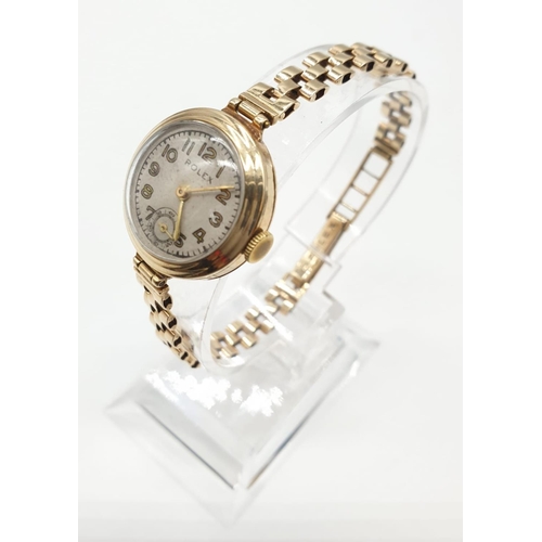 108 - Ladies vintage Rolex watch with original Rolex 9ct gold strap 1920s/30s model, weight 15.6g and 22mm... 