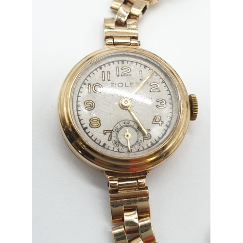 108 - Ladies vintage Rolex watch with original Rolex 9ct gold strap 1920s/30s model, weight 15.6g and 22mm... 