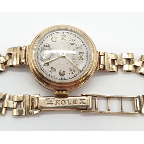 108 - Ladies vintage Rolex watch with original Rolex 9ct gold strap 1920s/30s model, weight 15.6g and 22mm... 