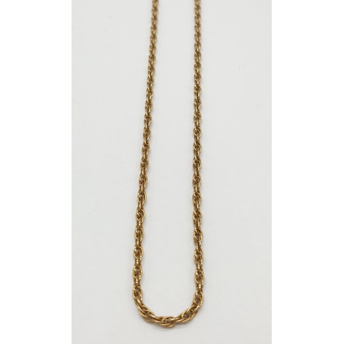 552 - 10ct gold chain, weight 3.4g and 60cm long approx