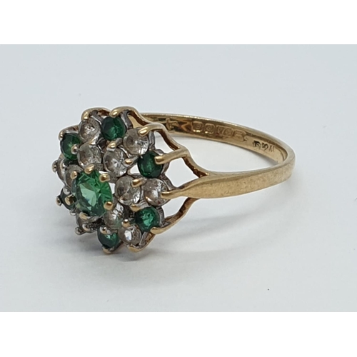 143 - 9ct Gold Diamond & Peridot Cluster Ring, 2.1g, size O