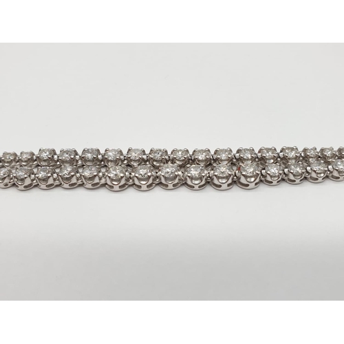 16 - Platinum and Diamond Choker Necklace, double strand with graduated Diamonds (5ct Diamonds), 33g, 40c... 