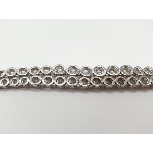 16 - Platinum and Diamond Choker Necklace, double strand with graduated Diamonds (5ct Diamonds), 33g, 40c... 