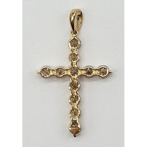 218 - 18ct Yellow Gold and Diamond Cross Pendant set on 18ct Gold 44cm Chain, Total Weight, 2.6g, 1ct tota... 