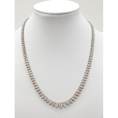 44 - Platinum Necklace with 10ct of Diamonds, Brilliant Cut, Total Weight 27.2g, 41cm Long