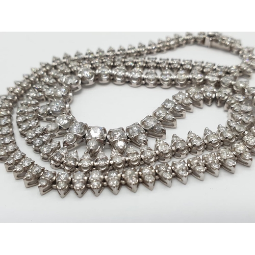 44 - Platinum Necklace with 10ct of Diamonds, Brilliant Cut, Total Weight 27.2g, 41cm Long