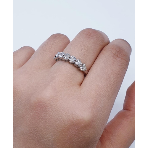 49 - 18ct White Gold Diamond Jewellery Set, Includes, Half Eternity Ring, Sized K 1/2, Pair of Drop Earri... 