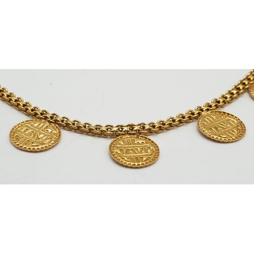 139 - 21ct yellow gold necklace, weight 11.5g and 44cm long approx