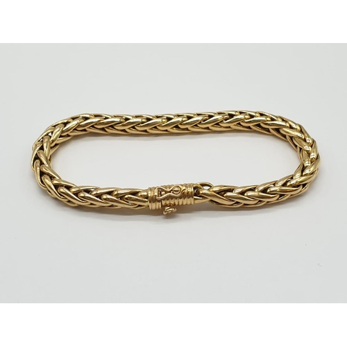 193 - 18ct yellow gold rope bracelet, weight 16.7g and 20cm long approx