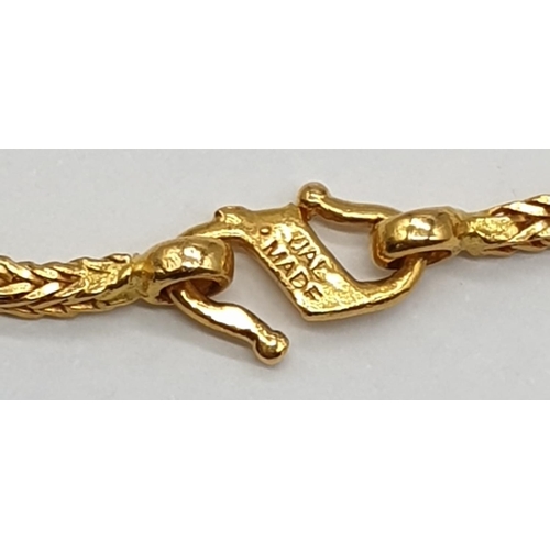 219 - 22ct Gold rope chain , Weight 18.9g, 24.5cm long. A/F.