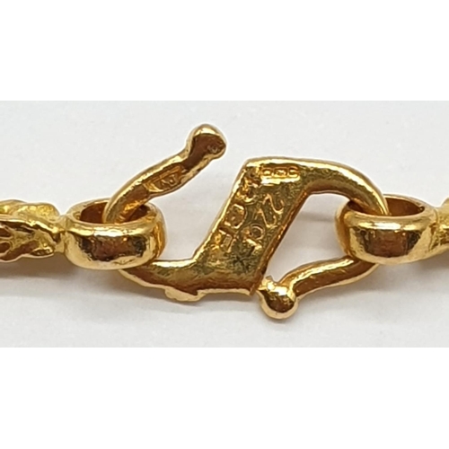 219 - 22ct Gold rope chain , Weight 18.9g, 24.5cm long. A/F.