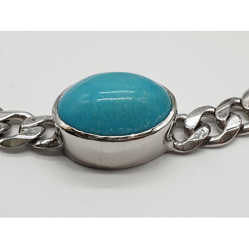 180 - 15ct Natural turquoise gemstone men's bracelet worn by celebrity Salman Khan.