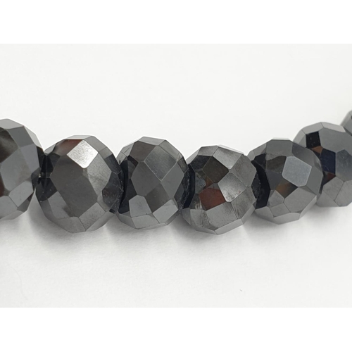 88 - 115ct Black Moissanite diamond men's bracelet with fancy cube beads. Width 8cm, weight 23.79g.