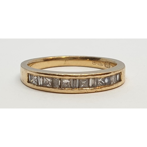 102 - 18ct Yellow gold diamond set half eternity ring mix cuts. Approx. 0.33ct of diamond. Weight 3.5g, Si... 