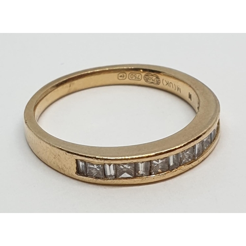 102 - 18ct Yellow gold diamond set half eternity ring mix cuts. Approx. 0.33ct of diamond. Weight 3.5g, Si... 