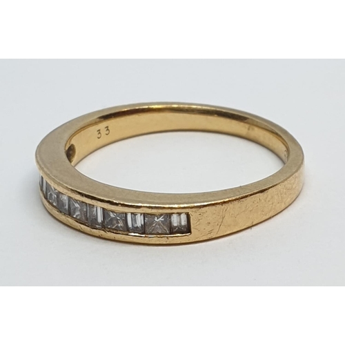 102 - 18ct Yellow gold diamond set half eternity ring mix cuts. Approx. 0.33ct of diamond. Weight 3.5g, Si... 