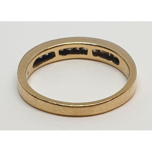 102 - 18ct Yellow gold diamond set half eternity ring mix cuts. Approx. 0.33ct of diamond. Weight 3.5g, Si... 