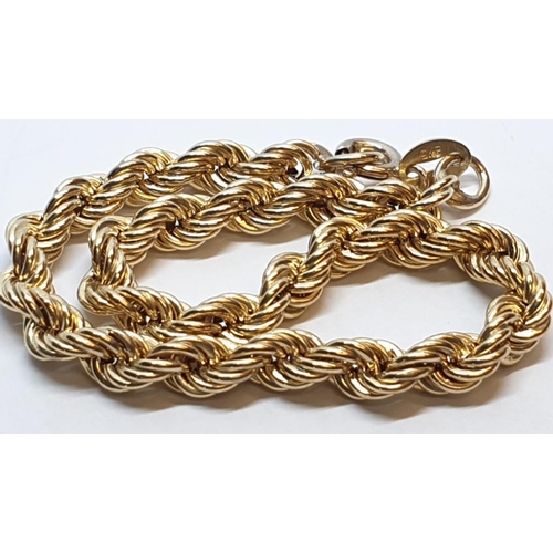 104 - 9ct Yellow gold rope bracelet. Weight 3.8g, Length 9cm.