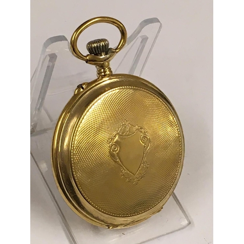 48 - Vintage yellow metal Masonic Memento Mori pocket watch WORKING (no guarantee)