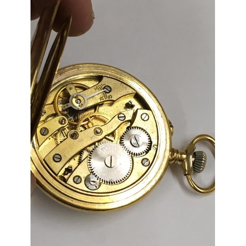 48 - Vintage yellow metal Masonic Memento Mori pocket watch WORKING (no guarantee)