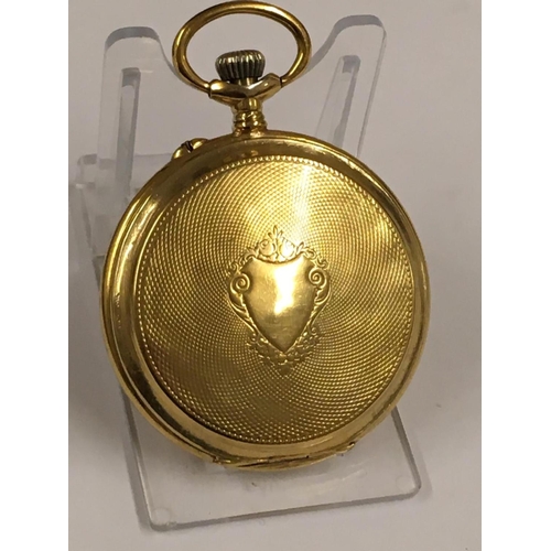 48 - Vintage yellow metal Masonic Memento Mori pocket watch WORKING (no guarantee)