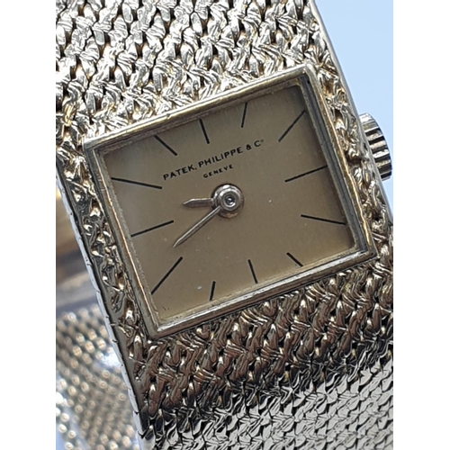 116 - Vintage Patek Philippe 18ct solid gold ladies watch, manual wind 18mm case, length 15.5cm , weight 5... 